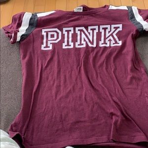 A pink tee shirt